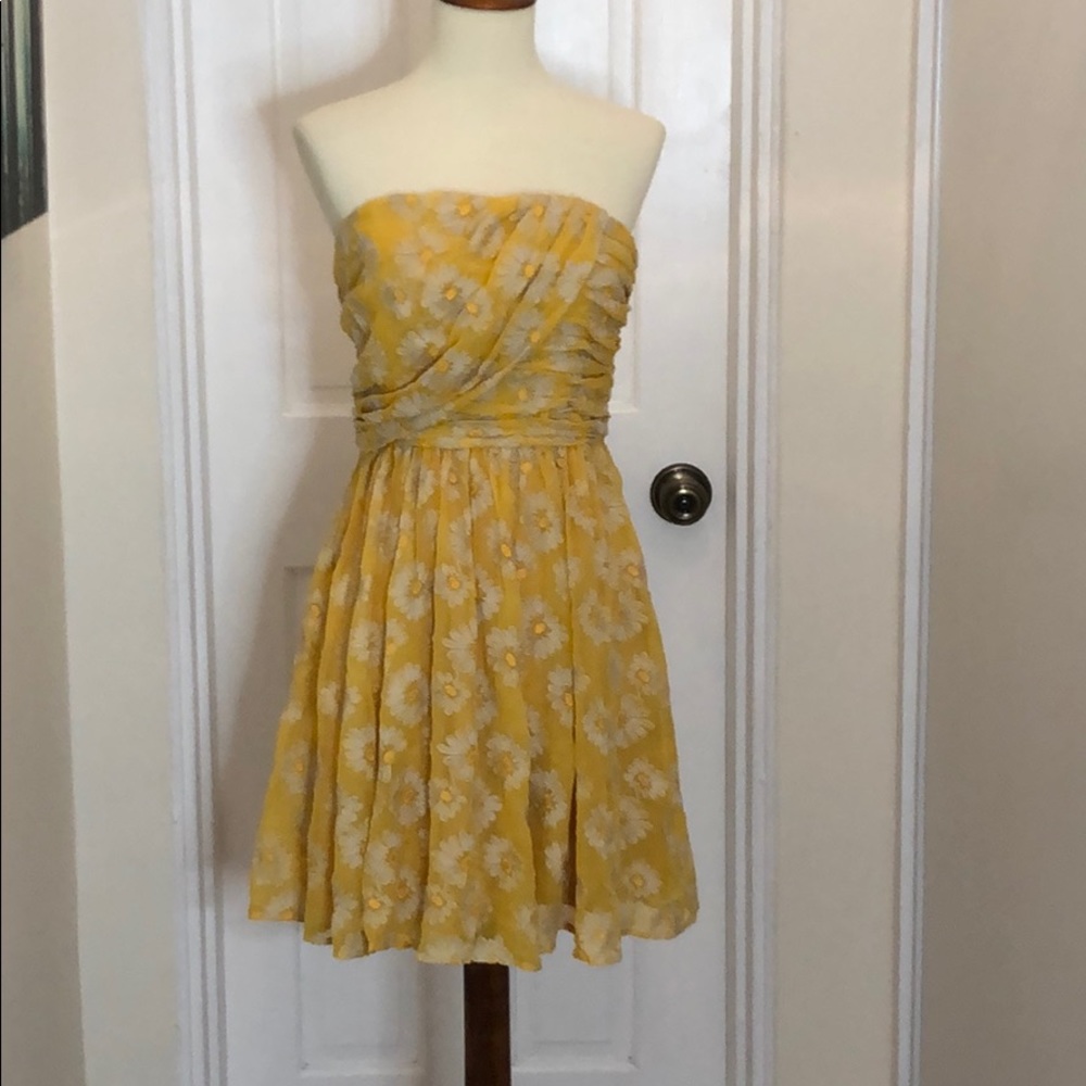 Anthro Tayra Tracy Reese Yellow Strapless Dress